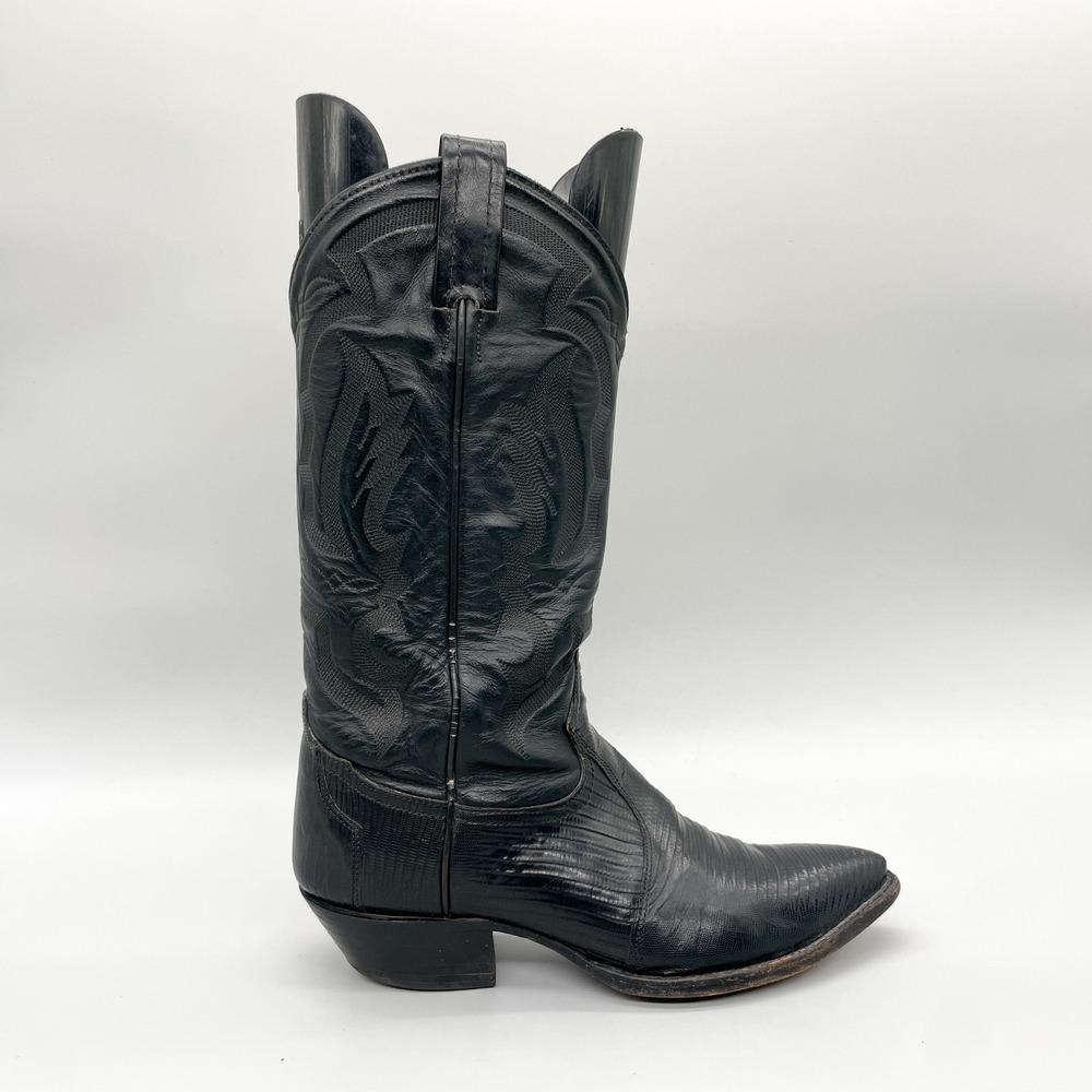 Tony Lama Mens 7D Black Lizard Skin Western Cowboy Boots J Toe Style 8240